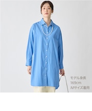 しわになりにくいシャツロングワンピース (46102)