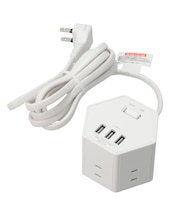 3USBポート(3.1A)付き 電源タップ(5個口 PJK02 ホワイト)