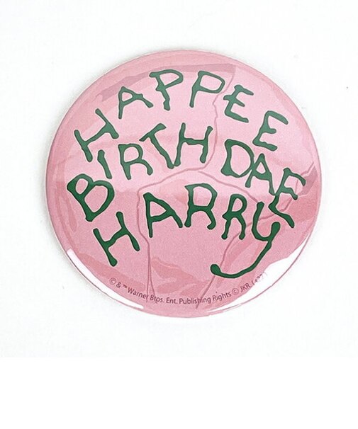 ハリーポッター バースデーケーキ缶バッチミラー (ピンク) Flapper 鏡 日本製