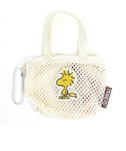 スヌーピー ウッドストック メッシュミニチュアバッグボールチェーン ベージュ ミニポーチ SNOOPY