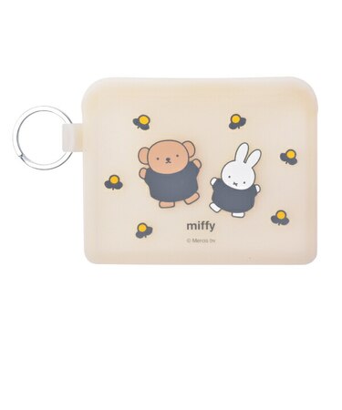 ミッフィー miffy シリコンフラットミニポーチ FLAPPO (フラワー) ブラウン パスケース
