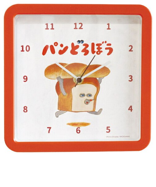パンどろぼう スクエアウォールクロック(レッド) 時計