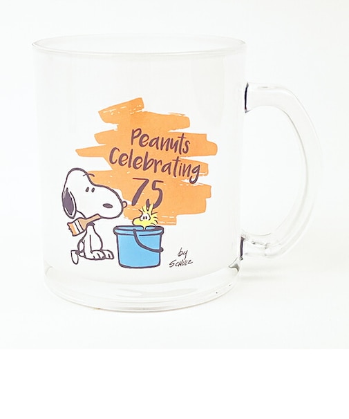 スヌーピー ペイント ガラスマグカップ コップ PEANUTS 75th SNOOPY