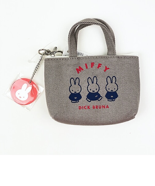 ミッフィー miffy 帆布プチトートバッグ グレー ポーチ