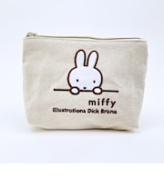ミッフィー miffy 刺繍帆布ポーチ(M) ナチュラル(ミッフィーフェイス)