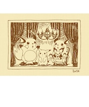ポケットモンスター ピカチュウ(進化系集合) アートパネル セピア インテリア ポケモン 日本製