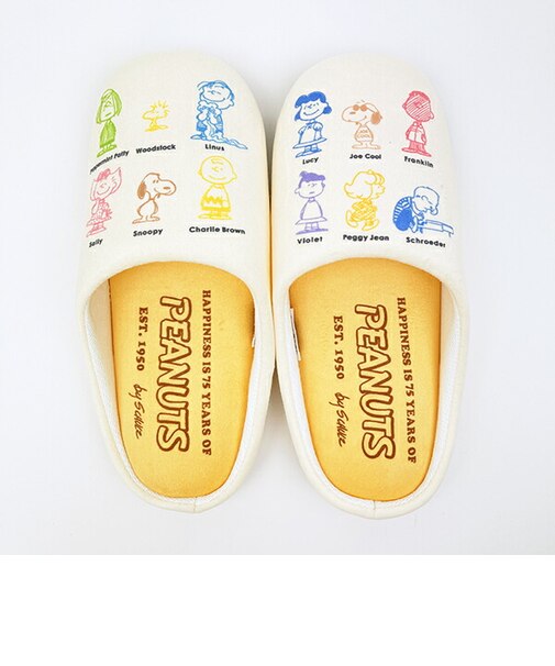 スヌーピー ルームシューズ スリッパ オールスター アイボリー キッチン PEANUTS 75th SNOOPY