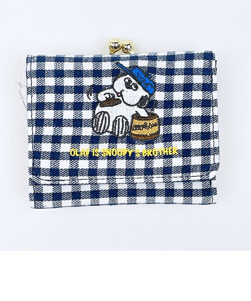 スヌーピー オラフ 三つ折り財布 ネイビーチェック SNOOPY