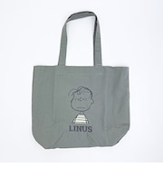 スヌーピー ライナス トートバッグ アップリケ刺しゅう グレー SNOOPY