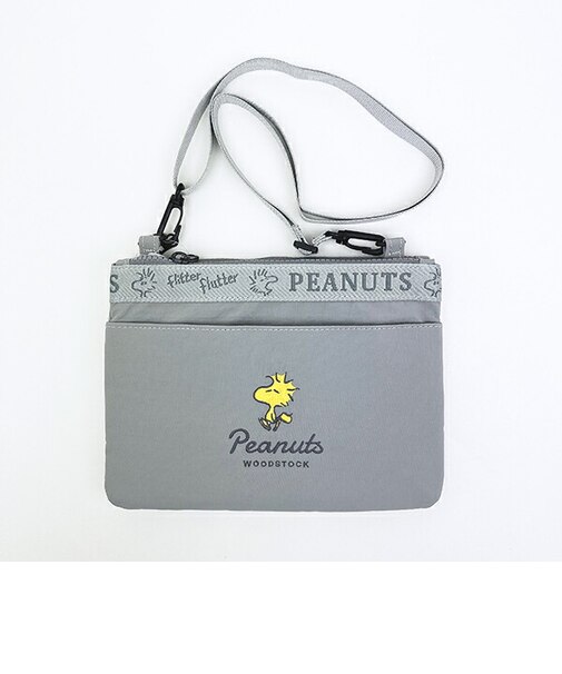 スヌーピー ウッドストック 2ルームショルダーバッグ グレー SNOOPY