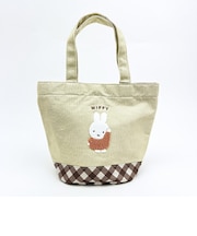 ミッフィー miffy ミニトートバッグ ベージュ ダイアゴナルチェック ランチ
