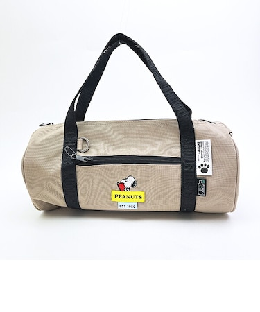 スヌーピー RE-PET ショルダー付き ロールボストンバッグ ベージュ SNOOPY