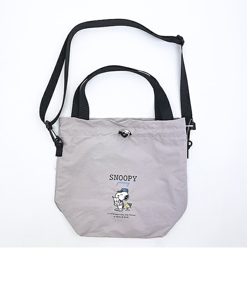 スヌーピー 巾着ショルダーバッグ ジャーニー グレー SNOOPY