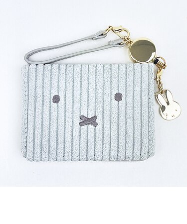 ミッフィー miffy 2つ折りパスケース おかおコーデュロイシリーズ (グレー)