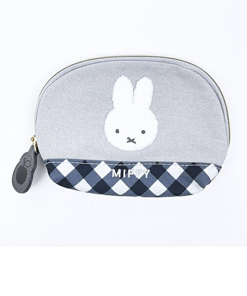 ミッフィー miffy ティッシュポーチ グレー ダイアゴナルチェック