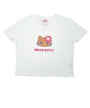 サンリオ 日焼けキティ クロップド半袖Tシャツ (フェイス) ホワイト Mサイズ アパレル Sanrio