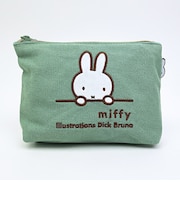 ミッフィー miffy 刺繍帆布ポーチ(M) ミント ミッフィーフェイス