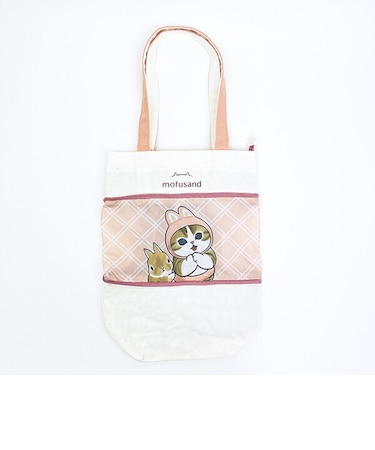モフサンド うさにゃん 伸びるトートバッグ ピンク mofusand