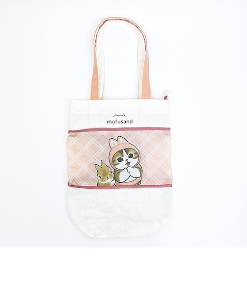 モフサンド うさにゃん 伸びるトートバッグ ピンク mofusand