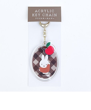 ミッフィー miffy アクリルキーホルダー (ベージュ) ダイアゴナルチェックシリーズ