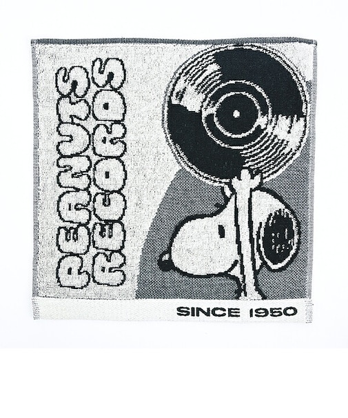 スヌーピー ミニタオル RECORDS ホワイト ハンカチ SNOOPY