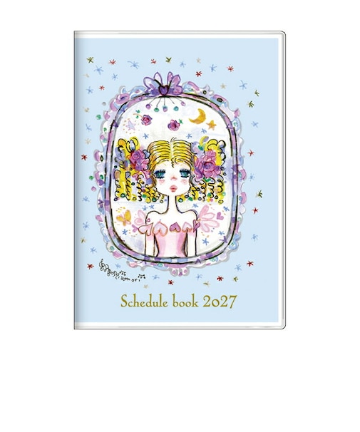 水森亜土 2027年 手帳 月間B6 (ブルー) スケジュール帳 文具 《10月はじまり》 日本製