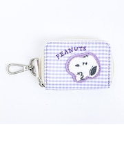 スヌーピー スマートキーケース パープル サガラワッペンチェック SNOOPY