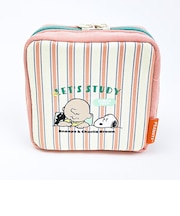 スヌーピー スクエアポーチ ストライプ ピンク SNOOPY