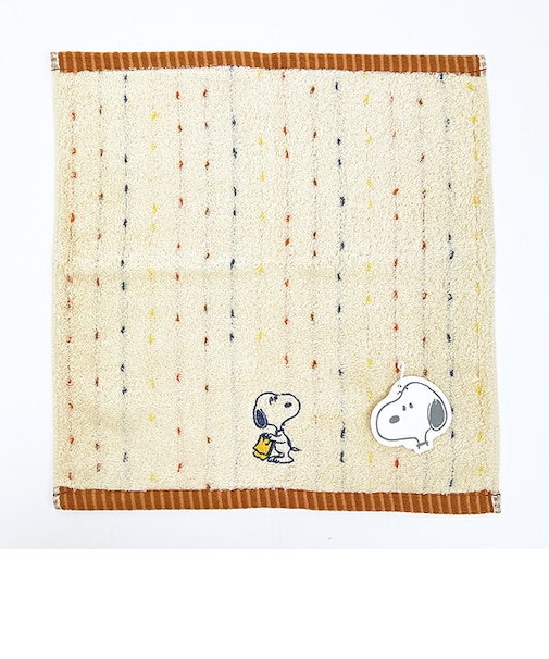 スヌーピー ウォッシュタオル (Washing) ベージュ ハンカチ 西川 日本製 SNOOPY