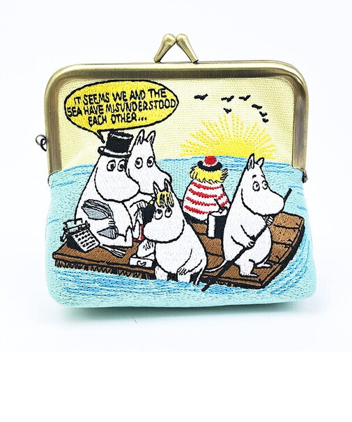 ムーミン 畳刺繍ミニポーチ がま口 NLC 海 MOOMIN