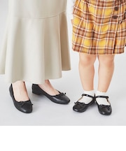 スクエアトゥスストラップバレエシューズ