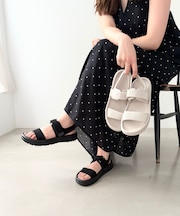 【Fit meサンダル】ニットダブルベルトサンダル