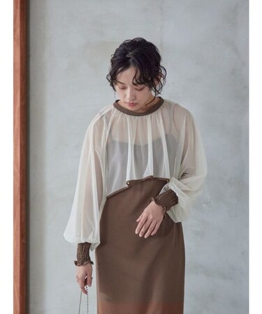 フリルボレロレイヤードワンピース（cocoa,sand beige,)