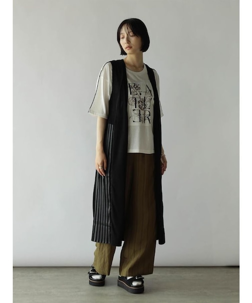 ラメツイルプリーツロングジレ