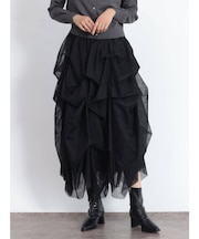 タックワークボリュームチュールスカート(black)