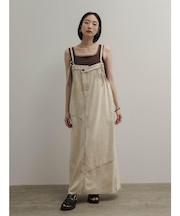 アシメフロントコットンセルロースデニムジャンパースカート(light beige)