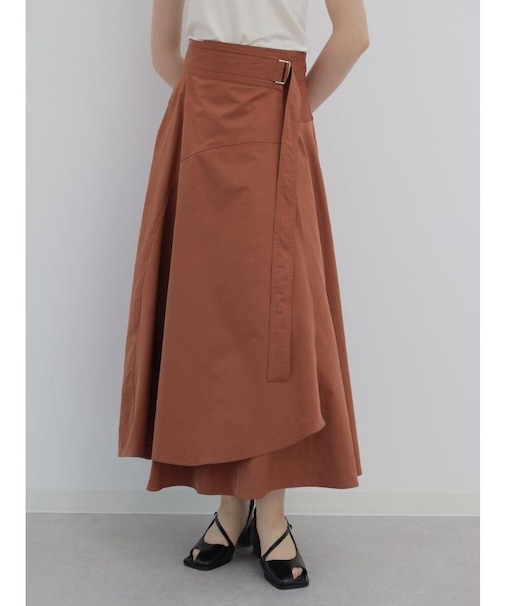 ラップフレアスカート（Ash Gray,Dark Orange,Olive,Dark Purple)