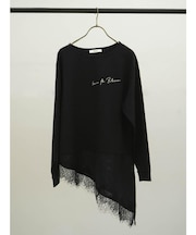レースアシメヘムロゴロングスリーブシャツ
