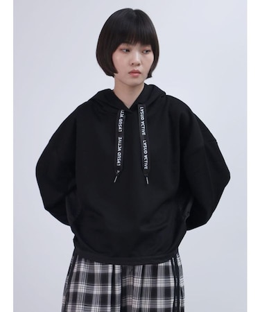 異素材ロゴリボンフーディー