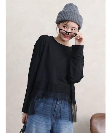 チュール&レースドッキングTシャツ