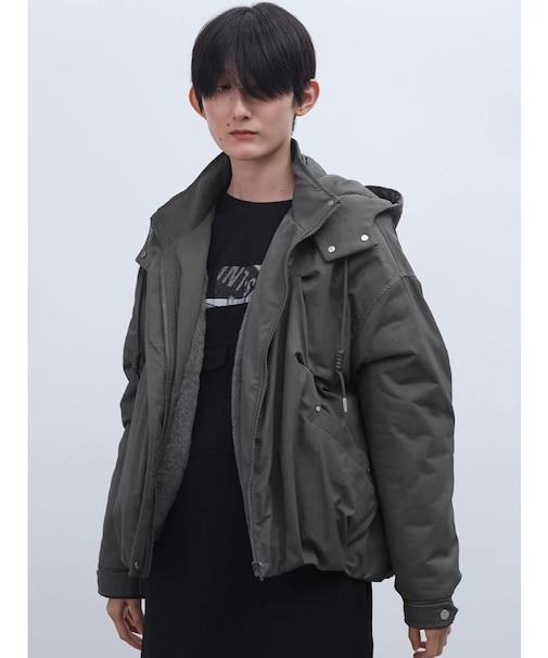 裏ボアフロントタックフーデッドジャケット