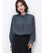 ジオメトリックとろみギャザーブラウス