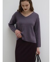 ウールブレンドVネックニットプルオーバー