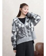 ニュアンス柄シャギーニットカーディガン