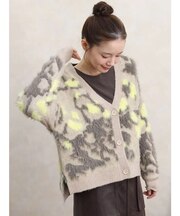 ニュアンス柄シャギーニットカーディガン