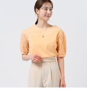 袖刺繍ブラウス 半袖 レディース