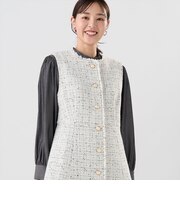 ツイード ペプラム ジレ レディース