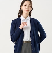 ニット もちもち Vネック ミドル カーディガン レディース