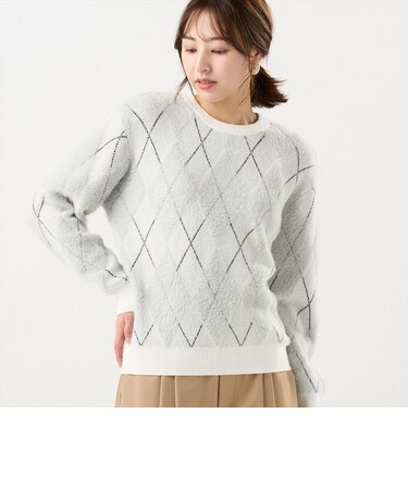 【Pitta Re:)】 ニット フェザーアーガイル プルオーバー レディース