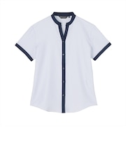 【吸水速乾】【COFREX】 配色 スキッパー衿 ブラウス 半袖 レディースデザインシャツ